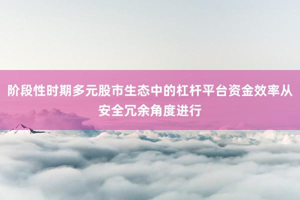 阶段性时期多元股市生态中的杠杆平台资金效率从安全冗余角度进行