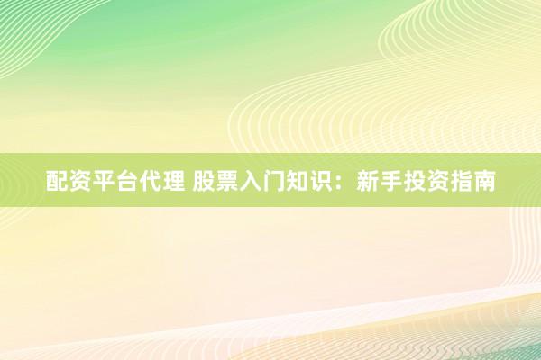 配资平台代理 股票入门知识：新手投资指南
